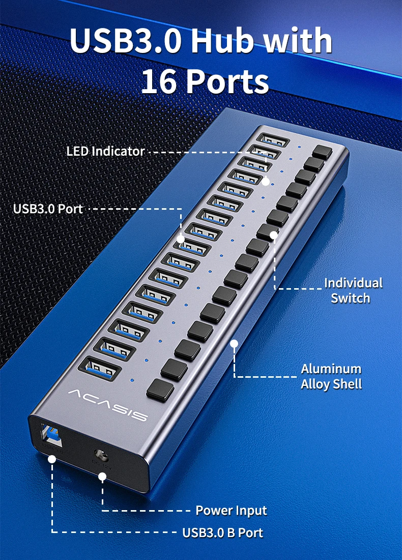 AKASISHS-716MG16-in-1USB30HubHighSpeed5GbpsSplitterAluminumAlloyDockingStationwithIntegratedIndepend-2014599-5