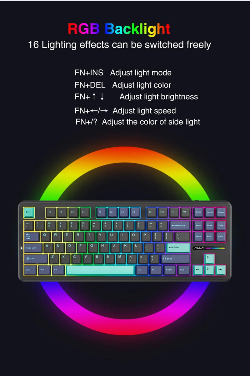 AULAF87MechanicalGamingKeyboardTri-modeWiredGamerKeyboard87KeysHotswapRGBPBTGasketCustomizedKeyboard-2013480-13