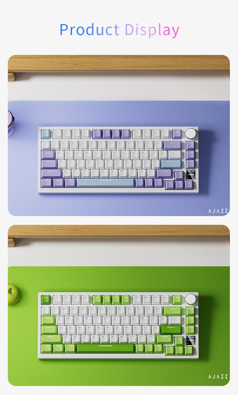 AjazzAK820proDisplayScreenMechanicalGamingKeyboard81-KeysColorScreenLayoutRGBPBT24GBTUSBWiredGamingK-2013593-15