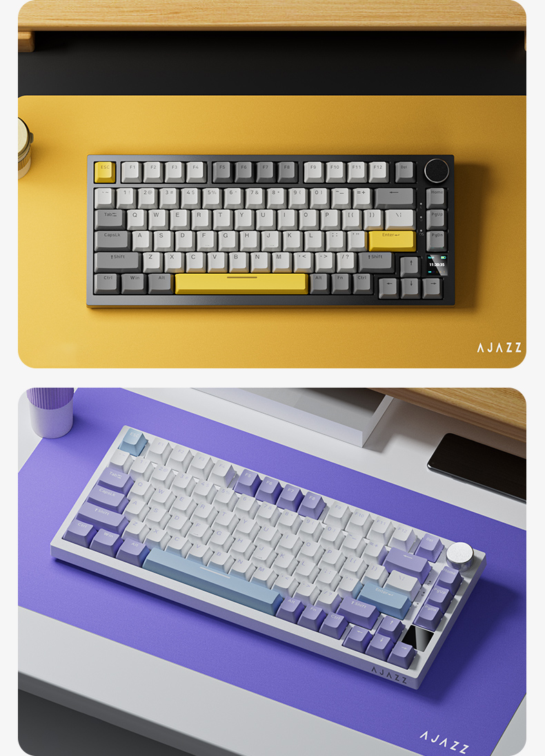 AjazzAK820proDisplayScreenMechanicalGamingKeyboard81-KeysColorScreenLayoutRGBPBT24GBTUSBWiredGamingK-2013593-16