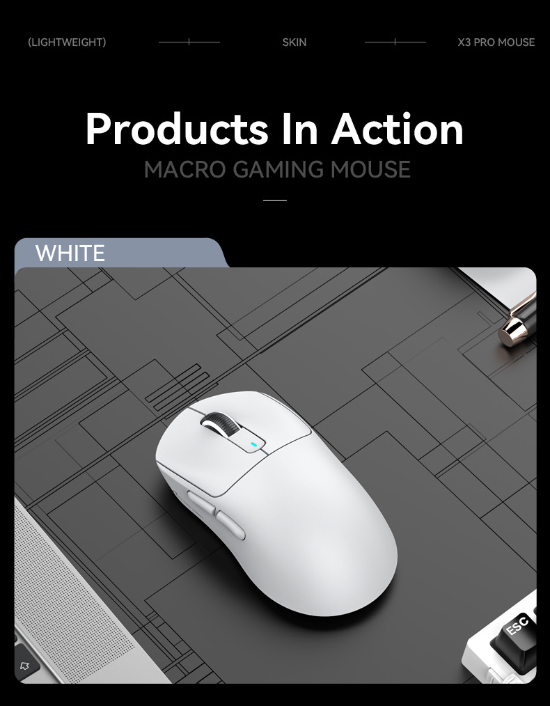 AttackSharkX3ProWirelessGamingMouseTri-modePAW3395Sensor800-26000DPIWired24GBTE-SportsGamerMice4K8KR-2013457-16