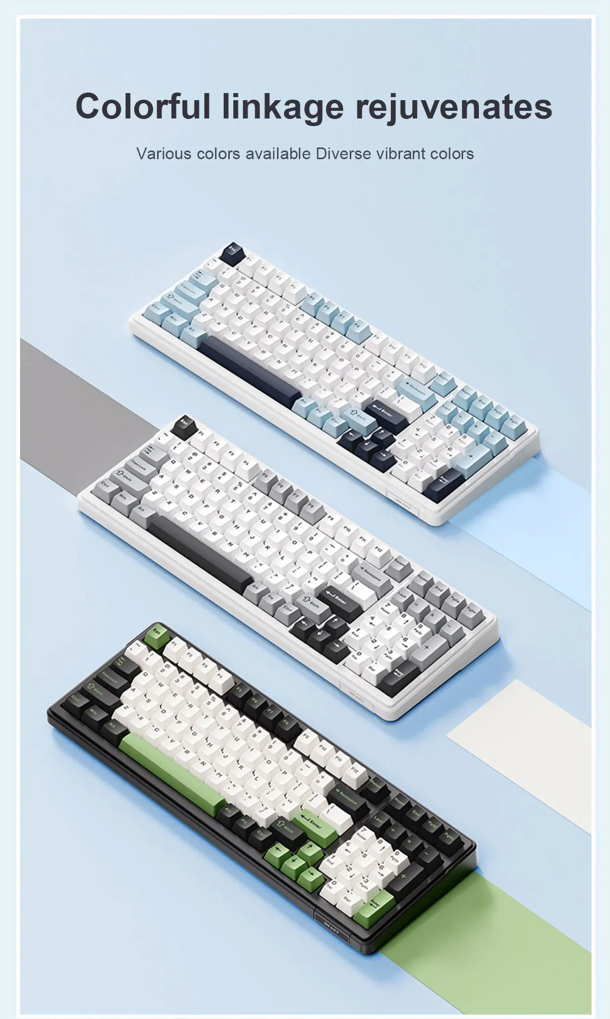 AulaF99MechanicalGamingKeyboard99KeysTri-modeHotSwappablePBTTwo-ColorKeycapBT24GType-CGasketRGBCusto-2013521-3