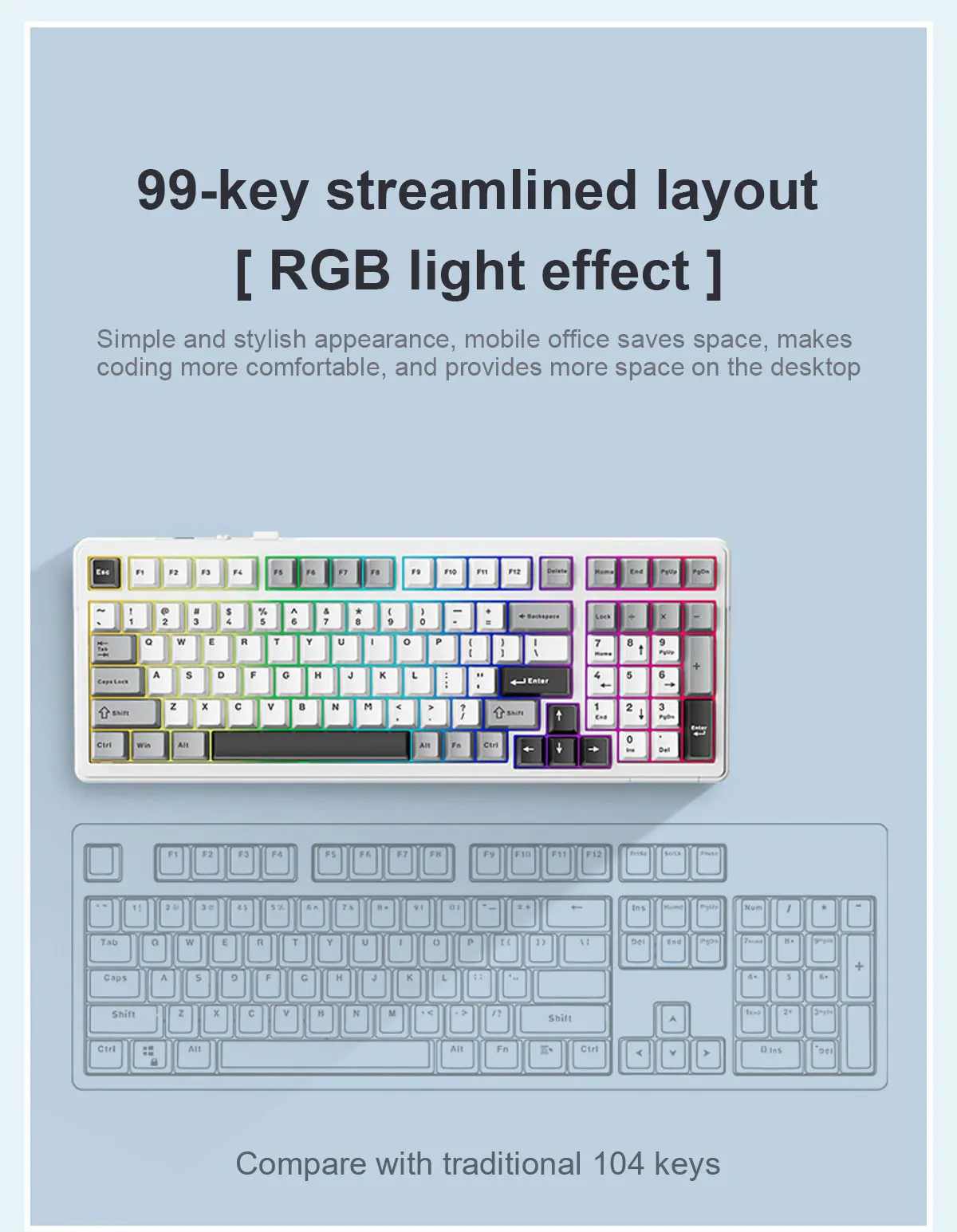 AulaF99MechanicalGamingKeyboard99KeysTri-modeHotSwappablePBTTwo-ColorKeycapBT24GType-CGasketRGBCusto-2013521-8
