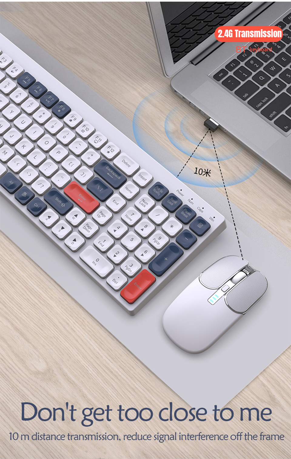 BK100WirelessKeyboardandMouseSetBluetooth24GHzTypeCRechargeableMiniSilentPcSlimOfficeGamingKeyboardK-1991709-5