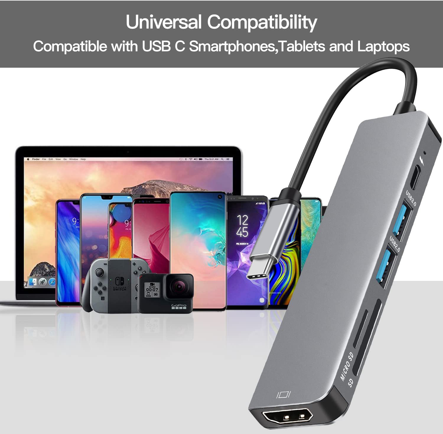 Bakeey6-in-1USB-CHubAdapterHDMI4K30HzUSB30USB-CDockingStation100WPDChargingSDReaderWitchSplitterforA-1986552-2