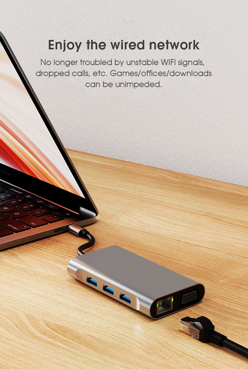 BasixTW8H8in1USB30HubDockingStationUSBAdapterwithUSB202USB304KHDMI21080PVGAPD100WUSB-C100MRJ45forPCL-1995554-9