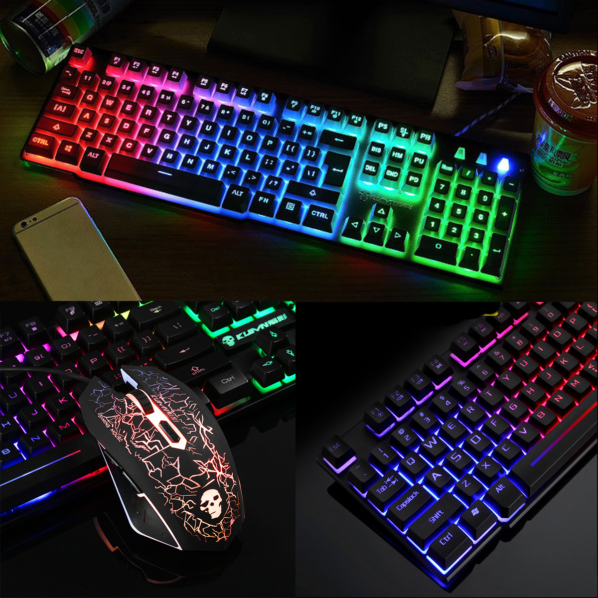 ColorfulBacklightUSBWiredGamingKeyboard2400DPILEDGamingMouseCombowithMousePad-1267321-5