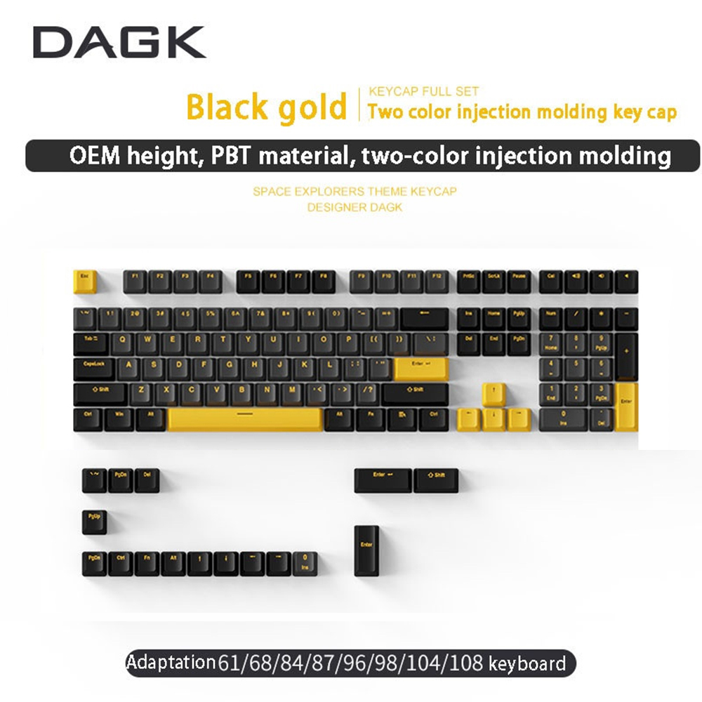 DAGK124KeysBlackGoldBauhiniaPBTKeycapSetOEMProfileTwoColorInjectionMoldingCustomKeycapsforMechanical-1937762-4