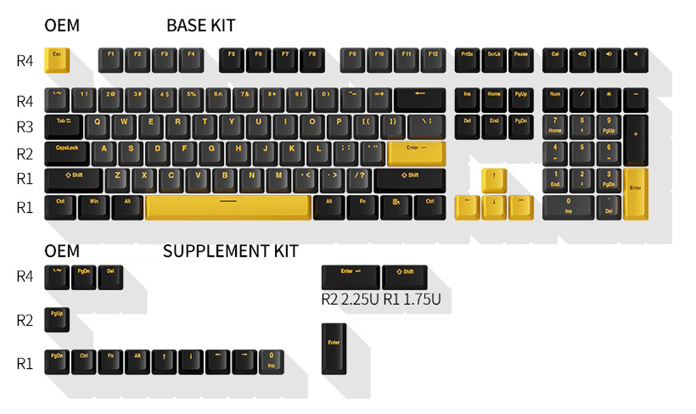 DAGK124KeysBlackGoldBauhiniaPBTKeycapSetOEMProfileTwoColorInjectionMoldingCustomKeycapsforMechanical-1937762-5