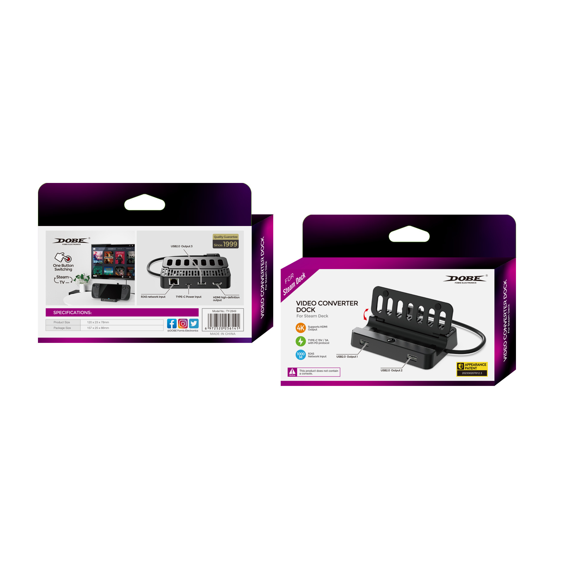 DOBE6in1DeckDockingStationTVConverterDockwithUSB30PDUSB-CHDMIRJ45forSteamDeckConsole-1998042-8