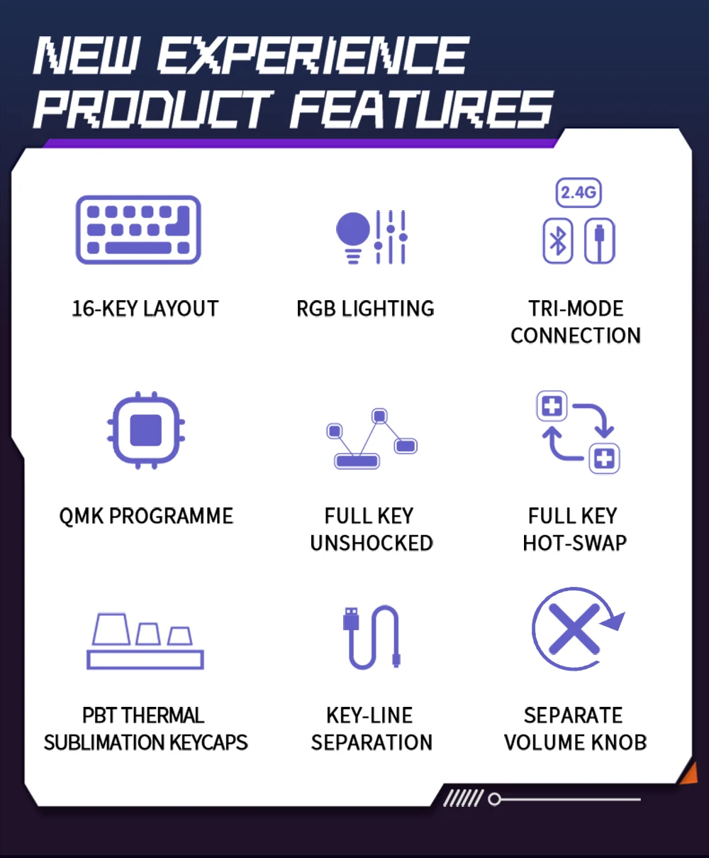 DarmosharkSK16QMKMechanicalKeyboardGasket16keysRGBTriple-ModeMiniMechanicalKeyboardFull-KeyHot-Swapp-2006837-2