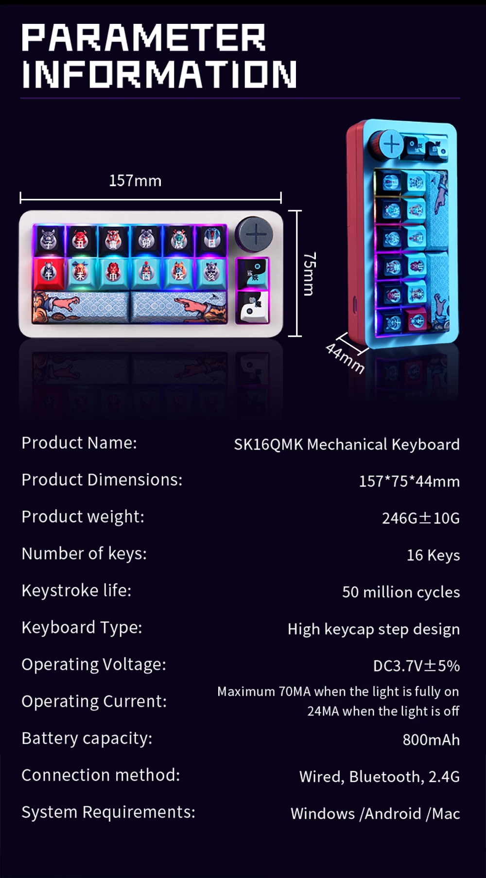 DarmosharkSK16QMKMechanicalKeyboardGasket16keysRGBTriple-ModeMiniMechanicalKeyboardFull-KeyHot-Swapp-2006837-11