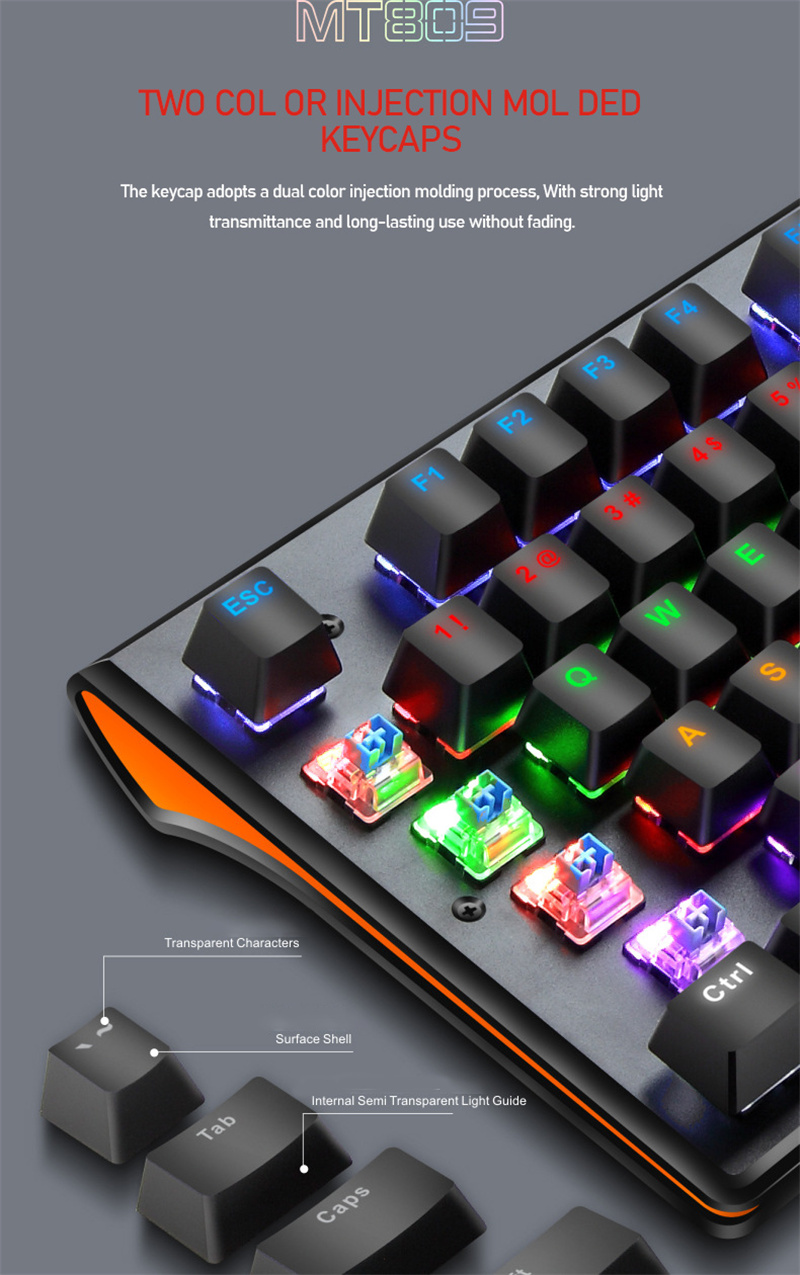 DouniMT809RGBWiredMechanicalGamingKeyboardwithDetachableHandRest104KeysBlueSwitchKeyboard-2013123-3