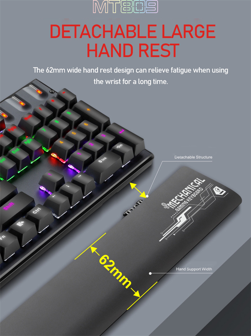 DouniMT809RGBWiredMechanicalGamingKeyboardwithDetachableHandRest104KeysBlueSwitchKeyboard-2013123-4