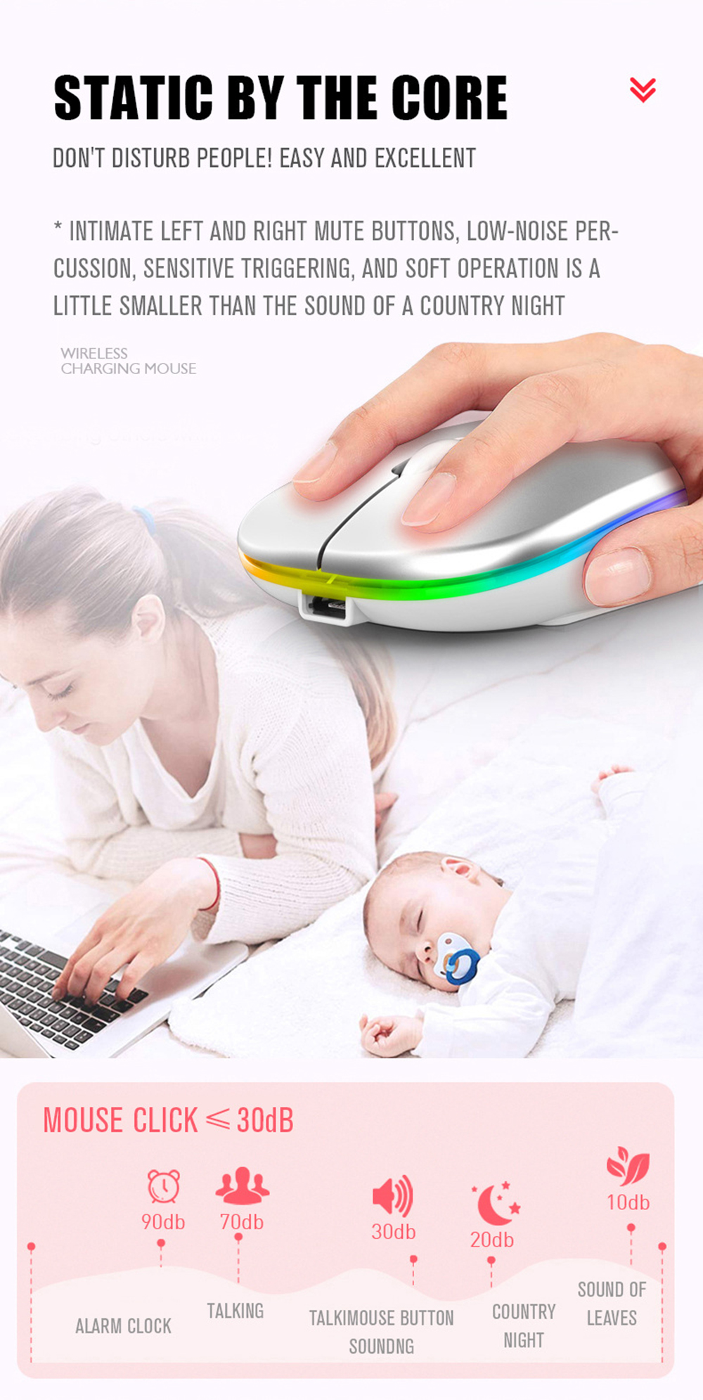 DualModeBT305224GWirelessMouseAdjustable800-1600DPIRechargeableLEDLightSilentMiceforLaptopPC-1968516-9