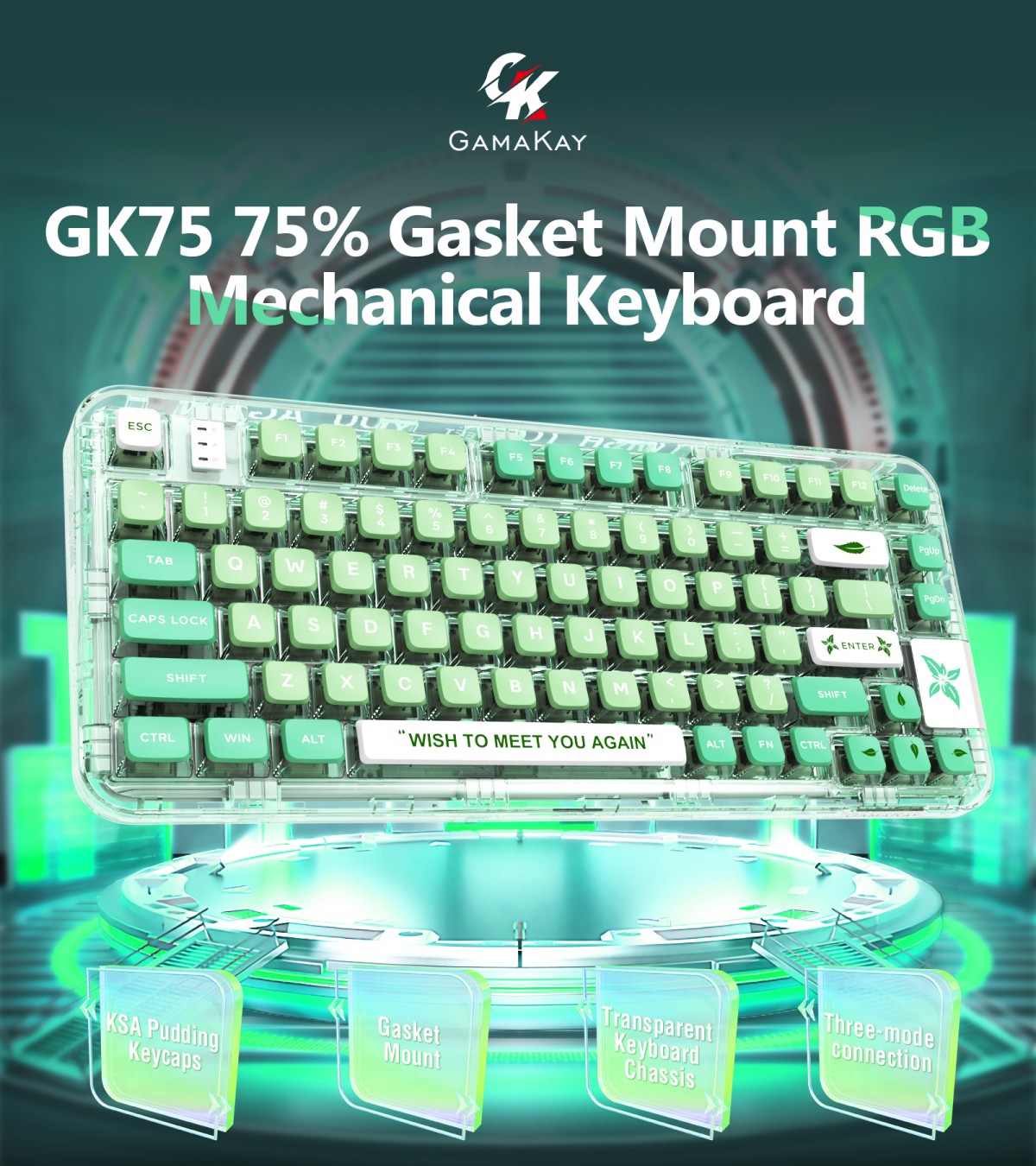 GAMAKAYGK75TransparentMechanicalKeyboardGasket80KeysRGBHotSwappableGateronGYellowProSwitchTripleMode-2005099-2