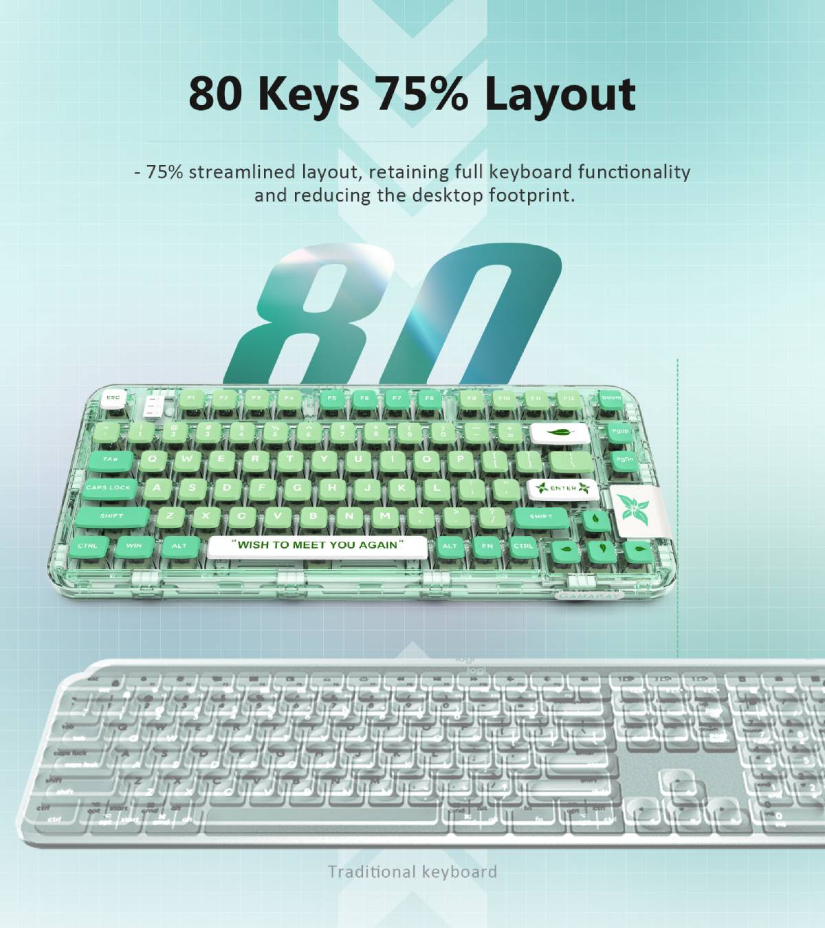 GAMAKAYGK75TransparentMechanicalKeyboardGasket80KeysRGBHotSwappableGateronGYellowProSwitchTripleMode-2005099-4