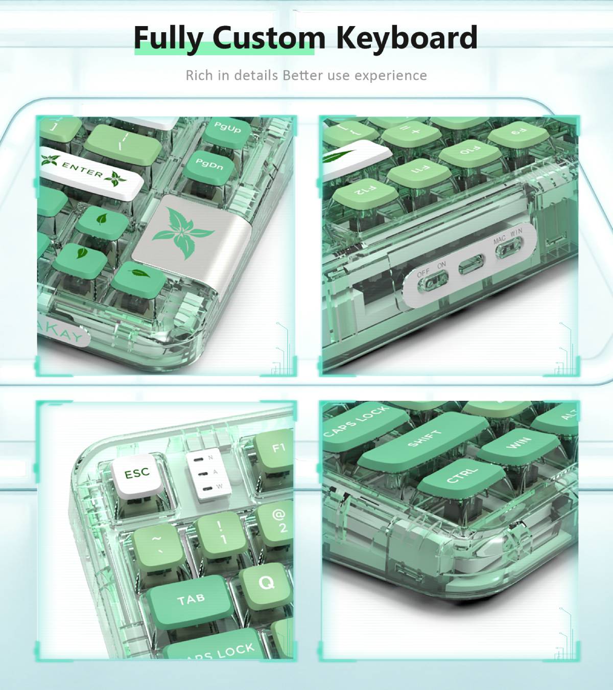 GAMAKAYGK75TransparentMechanicalKeyboardGasket80KeysRGBHotSwappableGateronGYellowProSwitchTripleMode-2005099-10