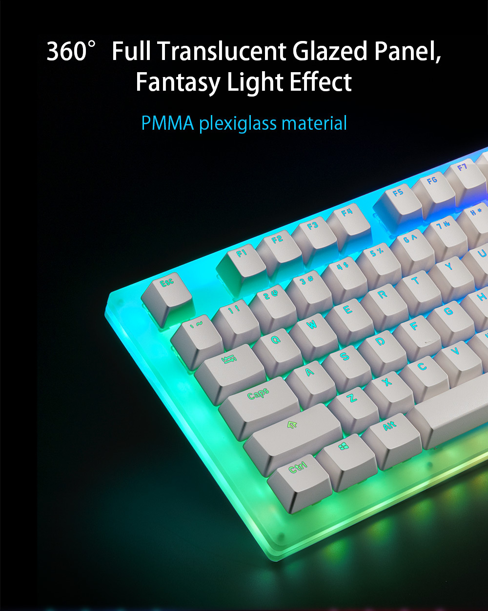 GAMAKAYK87MechanicalKeyboard87KeysHotSwappableType-CWiredUSB31NKROTranslucentGlassBaseGateronSwitchA-2008502-2
