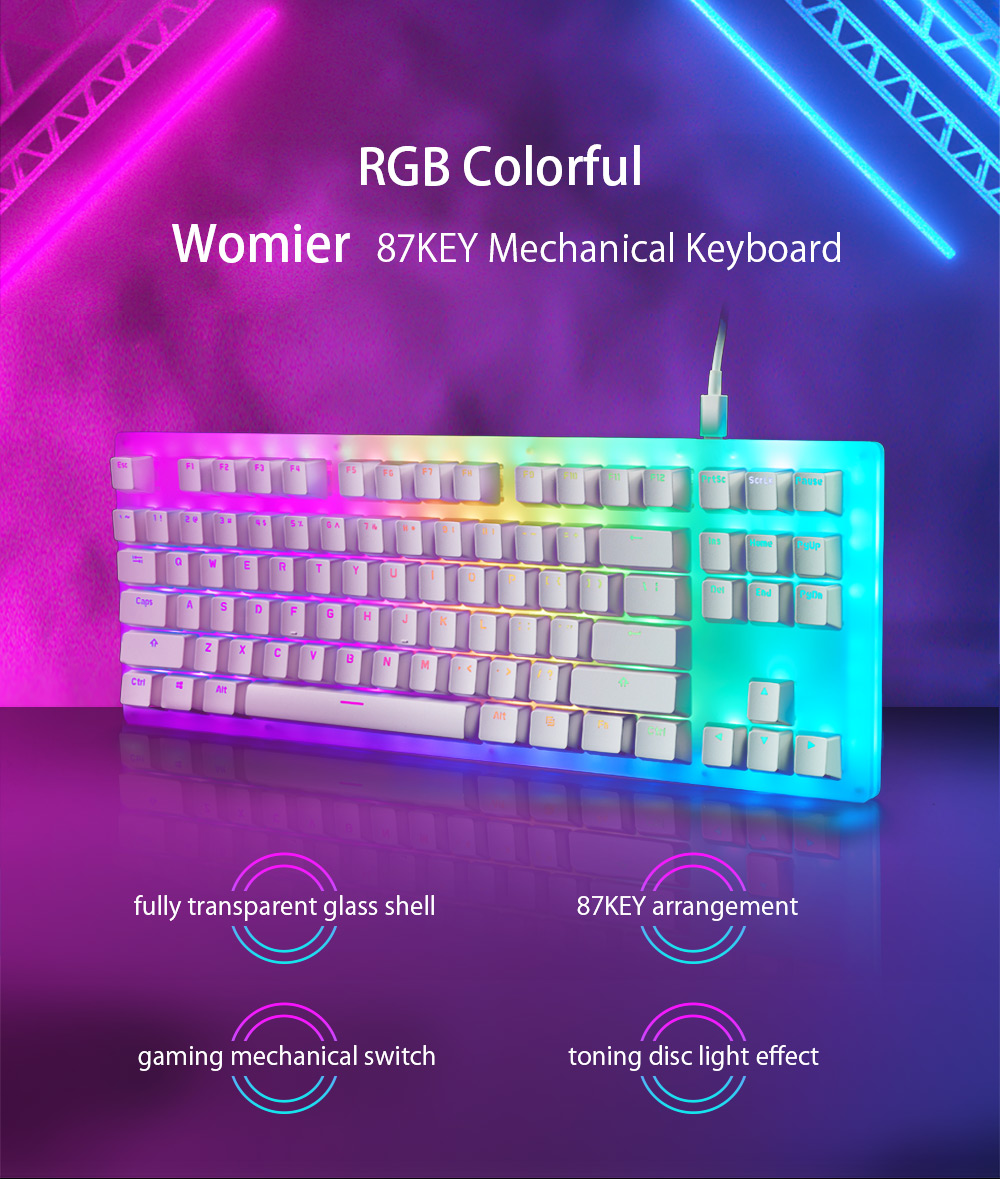 GAMAKAYK87MechanicalKeyboard87KeysHotSwappableType-CWiredUSB31NKROTranslucentGlassBaseGateronSwitchA-2008502-3