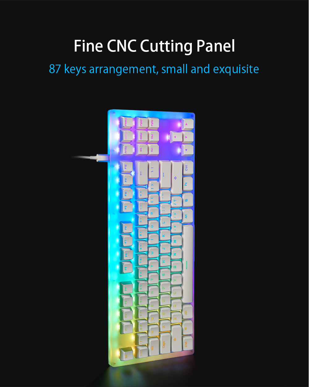 GAMAKAYK87MechanicalKeyboard87KeysHotSwappableType-CWiredUSB31NKROTranslucentGlassBaseGateronSwitchA-2008502-4