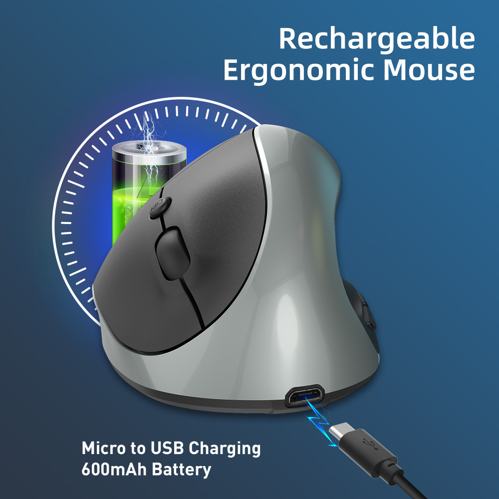 HXSJ24GHzWirelessMouseRechargeableErgonomic800-2400DPIAdjustableSilentClickBuilt-in600mAhBatteryMicr-1979133-5