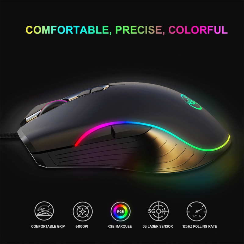 HXSJA867RGBWiredGamingMouse1000160032006400DPI7-KeysErgonomicsGamerMiceforDesktopComputerLaptopPC-2000318-3