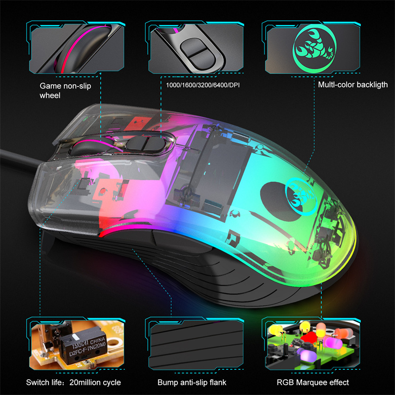 HXSJA867RGBWiredGamingMouse1000160032006400DPI7-KeysErgonomicsGamerMiceforDesktopComputerLaptopPC-2000318-5