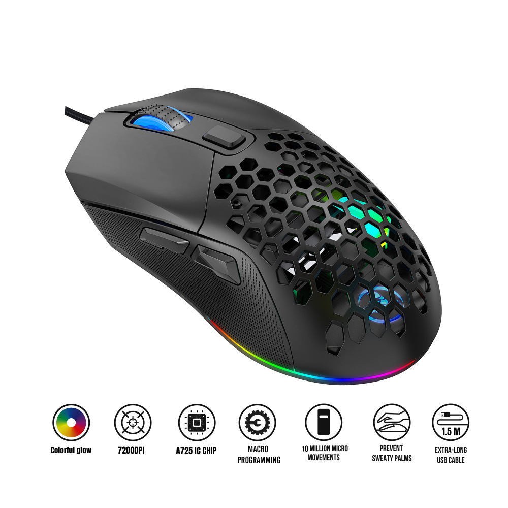 HXSJX300WiredMouse1200-7200DPIAdjustable6-keyMacroProgrammingMicewithRGBBacklitSwapBackCover125HzPol-1978605-13