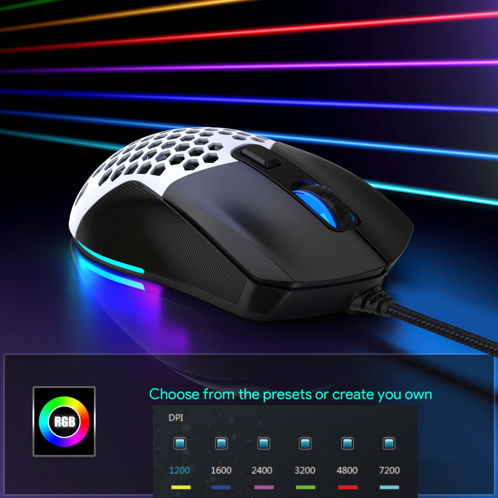HXSJX300WiredMouse1200-7200DPIAdjustable6-keyMacroProgrammingMicewithRGBBacklitSwapBackCover125HzPol-1978605-6