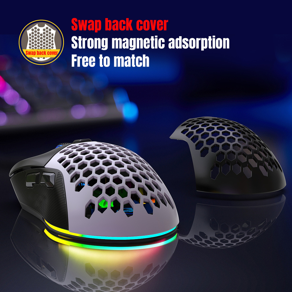 HXSJX300WiredMouse1200-7200DPIAdjustable6-keyMacroProgrammingMicewithRGBBacklitSwapBackCover125HzPol-1978605-7