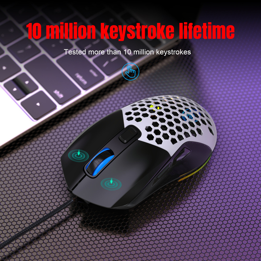 HXSJX300WiredMouse1200-7200DPIAdjustable6-keyMacroProgrammingMicewithRGBBacklitSwapBackCover125HzPol-1978605-8