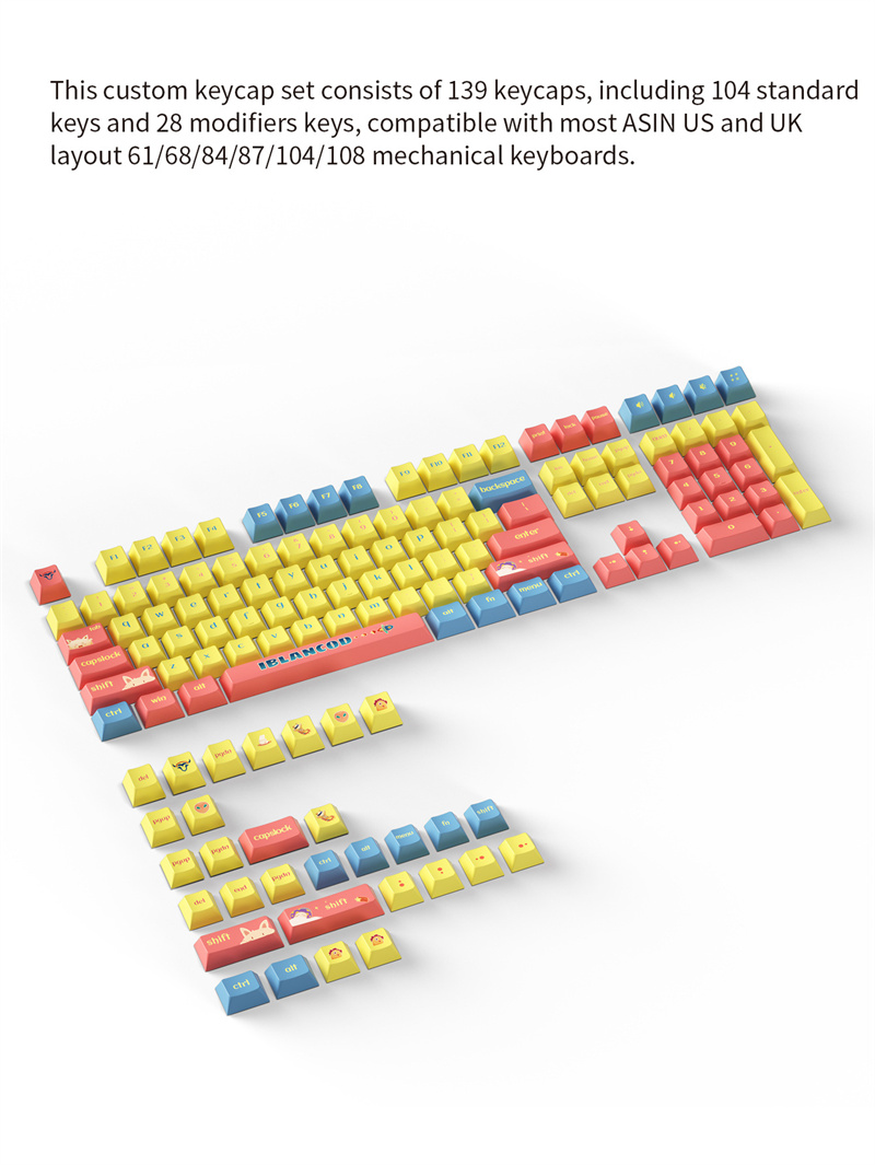 IBLANCODJM01139KeysCuteRabbitPBTKeycapSetCherryProfileFive-sidedSublimationCustomKeycapsforMechanica-2007441-4