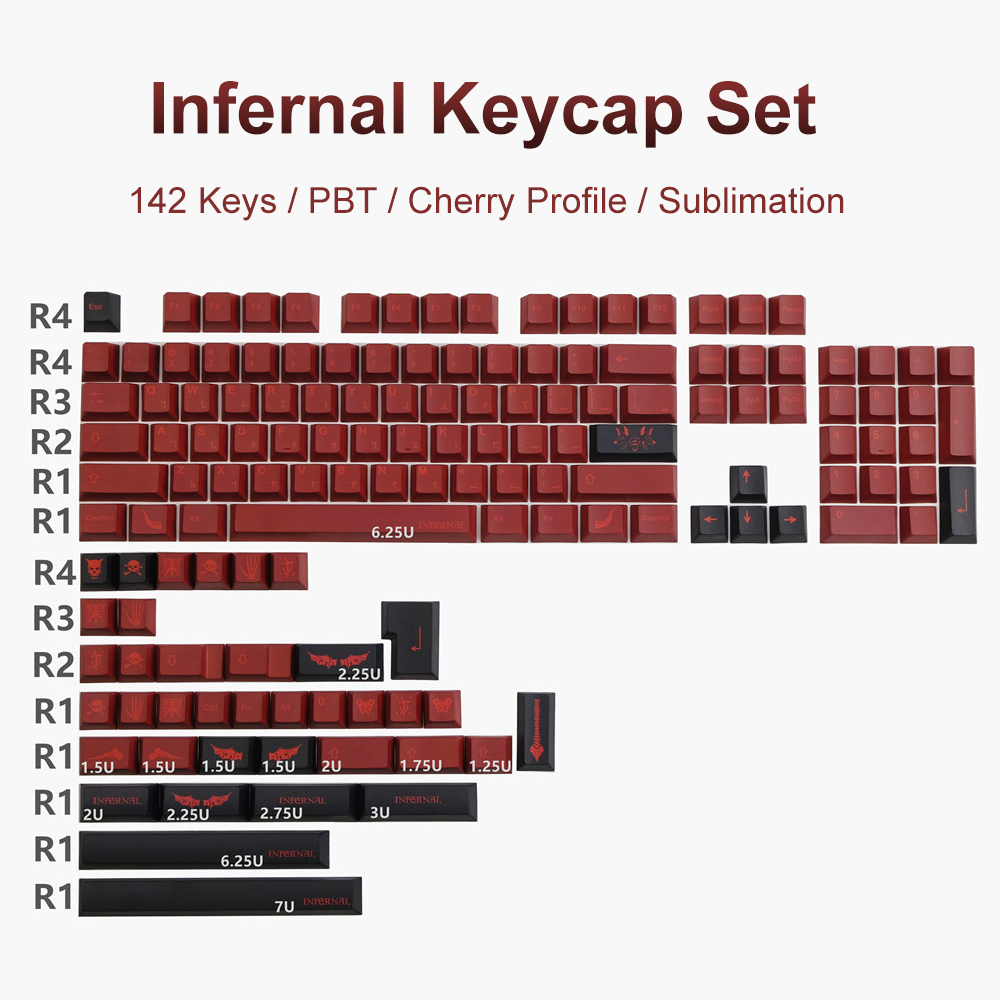Infernal142KeysPBTKeycapSetCherryProfileSublimationCustomKeycapsforMechanicalKeyboard-1937857-1