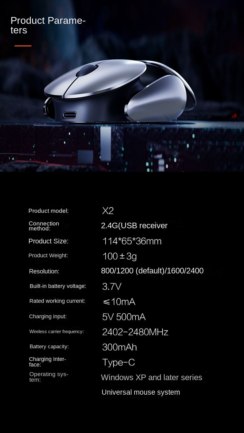 InfinixX2WirelessMouseSilentModelChargingSilentOfficeDesktopComputerNotebookMensandWomensUniversalGa-1984648-12