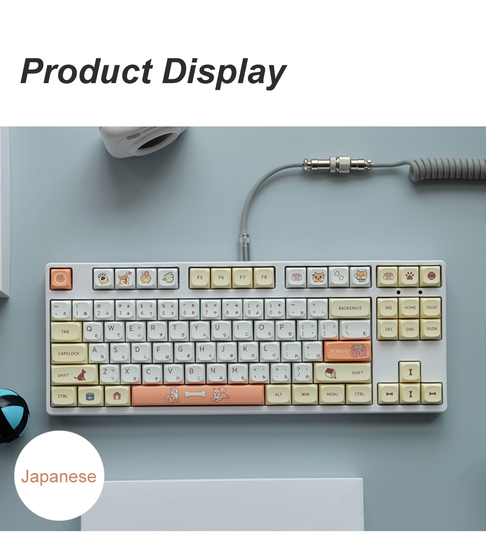JSJT139KeysShibaInuKeycapSetEnglishJapaneseQXProfilePBTSublimationCustomKeycapsforMechanicalKeyboard-1940325-2