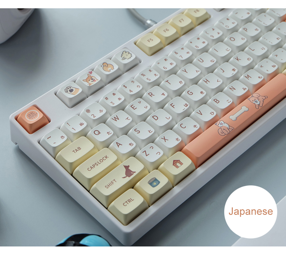 JSJT139KeysShibaInuKeycapSetEnglishJapaneseQXProfilePBTSublimationCustomKeycapsforMechanicalKeyboard-1940325-4