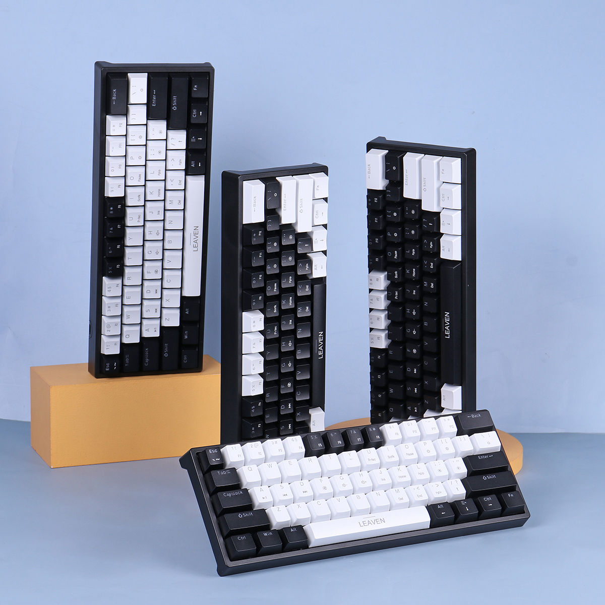 LEAVENK620MechanicalKeyboard61KeysPBTTranslucentDual-ColorInjectionKeycapsBlueRedSwitchRGBBacklitDet-1953805-6