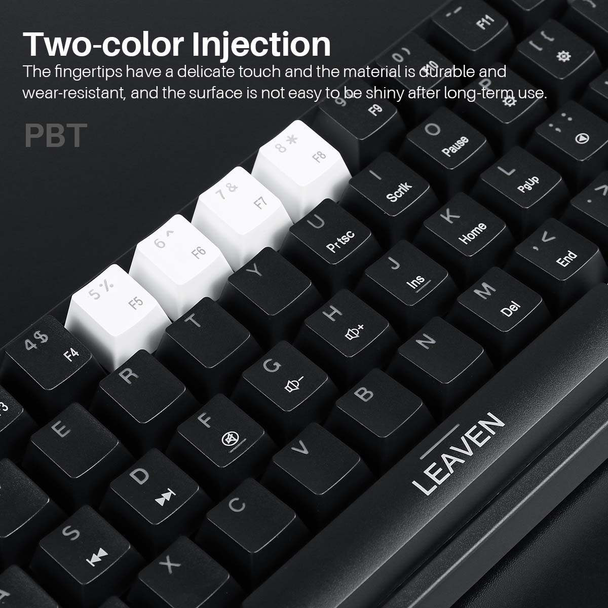 LEAVENK620MechanicalKeyboard61KeysPBTTranslucentDual-ColorInjectionKeycapsBlueRedSwitchRGBBacklitDet-1953805-8