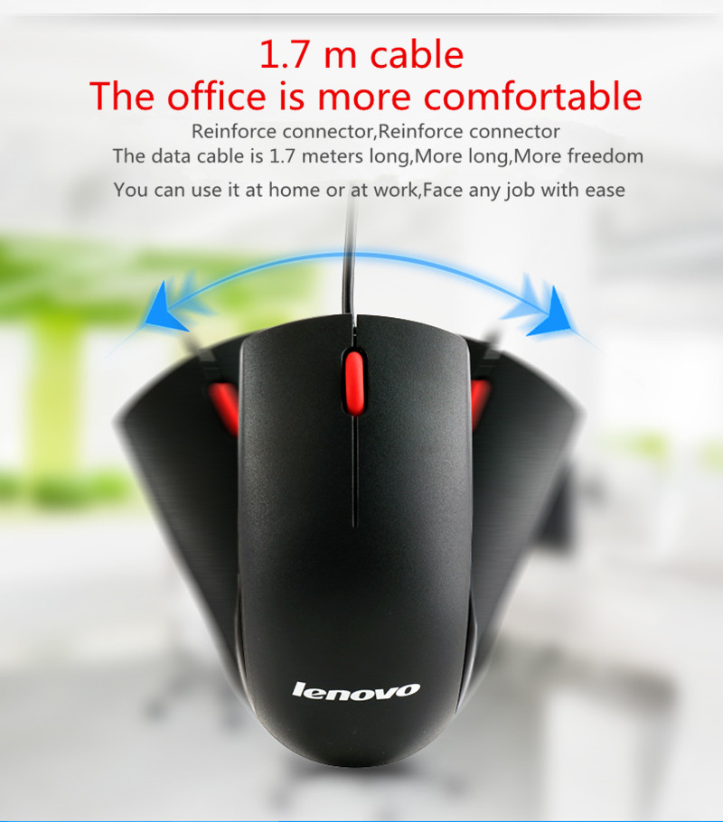LENOVOM120ProWiredMouse1000DPIErgonomicMicewith3KeysClassicRedDotStrongCableSweatResistenceMouseforH-1977595-4