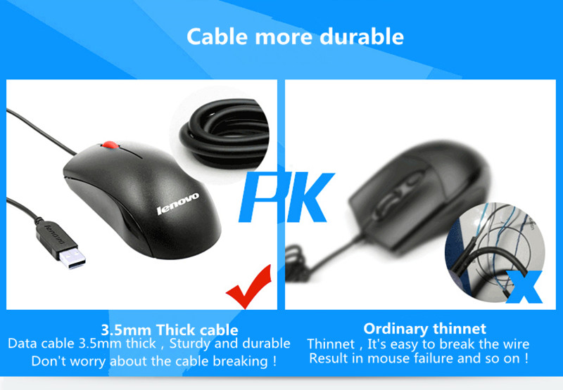 LENOVOM120ProWiredMouse1000DPIErgonomicMicewith3KeysClassicRedDotStrongCableSweatResistenceMouseforH-1977595-5