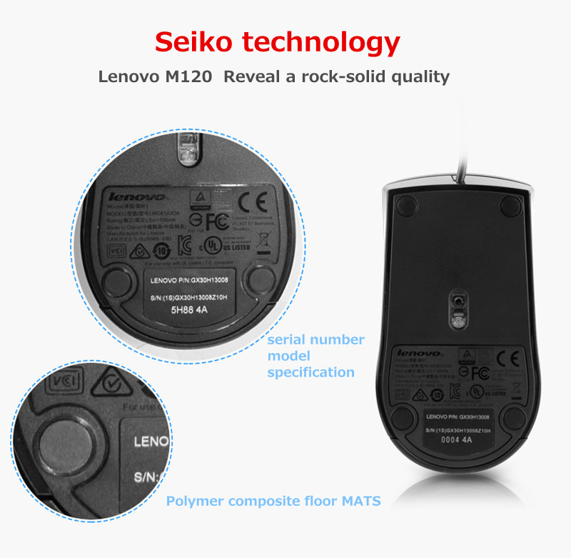 LENOVOM120ProWiredMouse1000DPIErgonomicMicewith3KeysClassicRedDotStrongCableSweatResistenceMouseforH-1977595-10