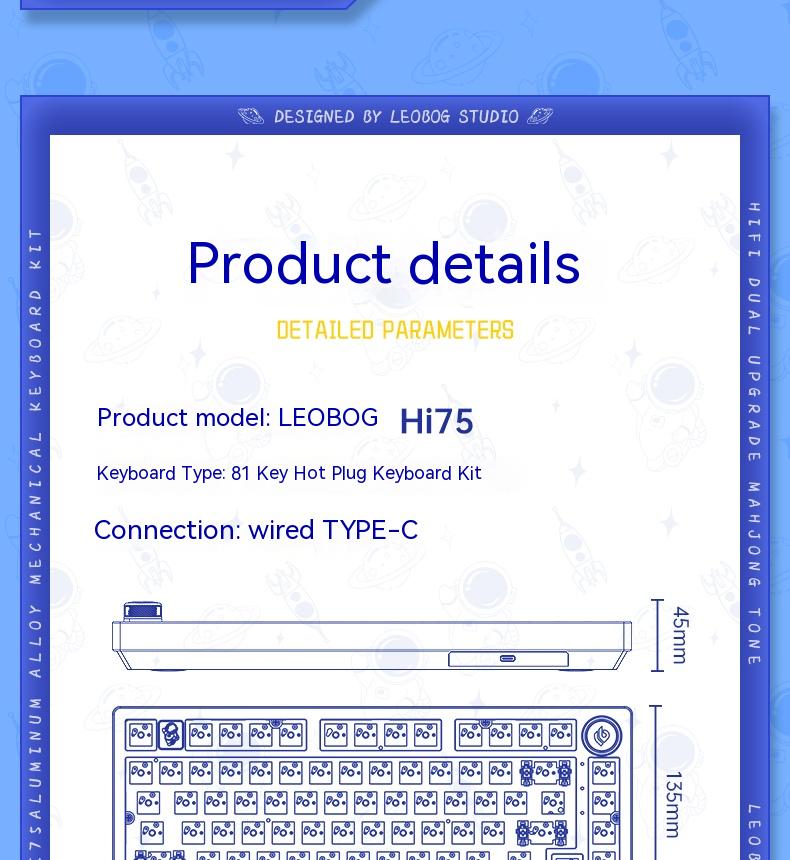 LEOBOGHi75WiredAluminumDIYKitMechanicalKeyboardHot-SwapRGBKitGasketCustomAluminumAlloyBodyKeyboardPc-1997845-22