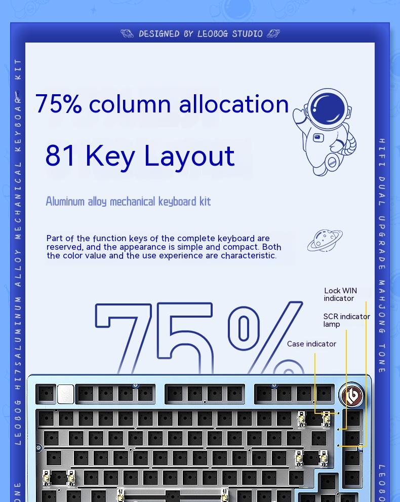 LEOBOGHi75WiredAluminumDIYKitMechanicalKeyboardHot-SwapRGBKitGasketCustomAluminumAlloyBodyKeyboardPc-1997845-4