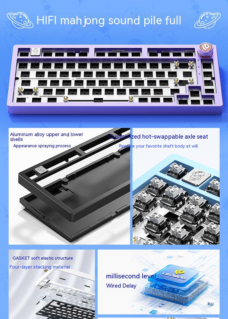 LEOBOGHi75WiredAluminumDIYKitMechanicalKeyboardHot-SwapRGBKitGasketCustomAluminumAlloyBodyKeyboardPc-1997845-6