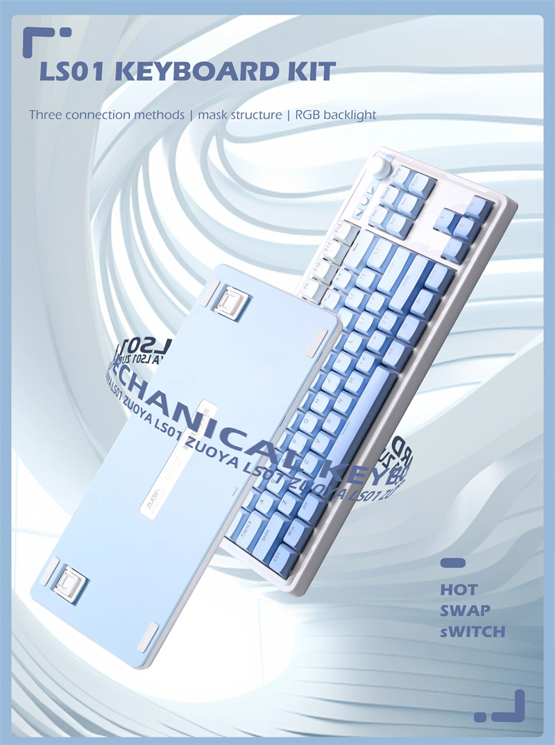 LS01Tri-modeMechanicalGamingKeyboardCustomizedKitHotSwappableRGB24GWirelessBTType-CWiredKeyboardKitM-2008458-1