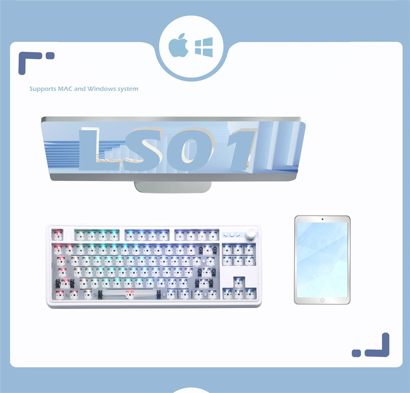 LS01Tri-modeMechanicalGamingKeyboardCustomizedKitHotSwappableRGB24GWirelessBTType-CWiredKeyboardKitM-2008458-6