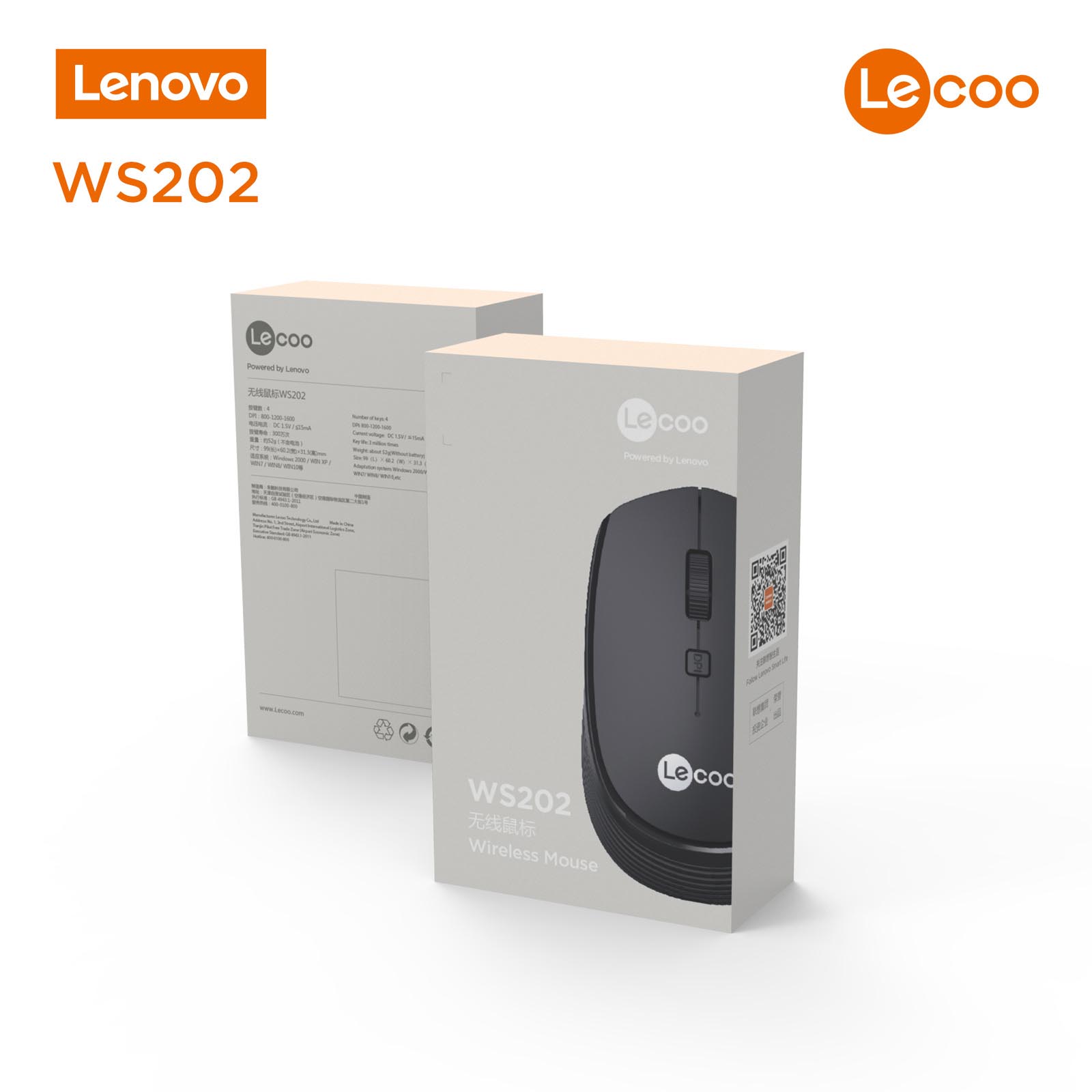 LenovoWS202BlackCuteWirelessMouseforLaptopOfficeandHouseholdUseErgonomicVerticalMousesGamingRoomAcce-1981129-9