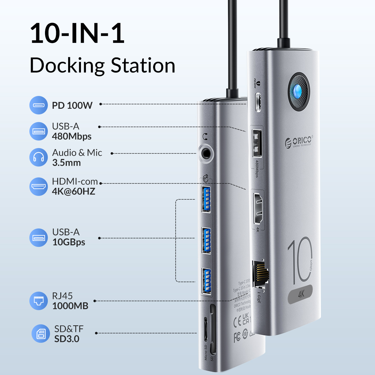 Orico10In1Type-CDockingStationUSBAdapterwithUSB20USB303PD100WUSB-C4K60HzHDMIRJ45SDTFCardReader35mmAu-1998050-2