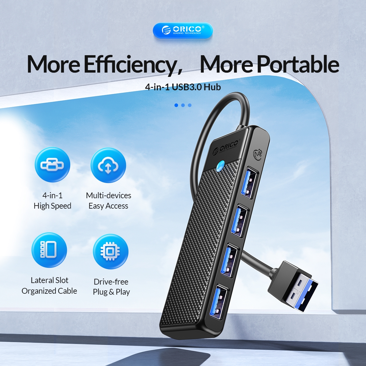 Orico4-in-1USB30HubDockingStationUSBAdapterwithUSB304forPCLaptopComputerMatebookMacbookPro-1998683-1